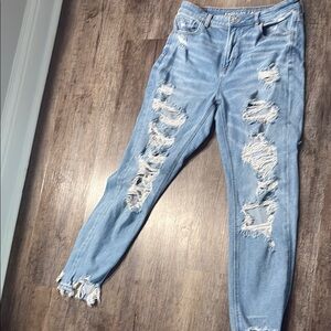 American Eagle Outfitters Ripped Light Blue Boyfriend Jeans